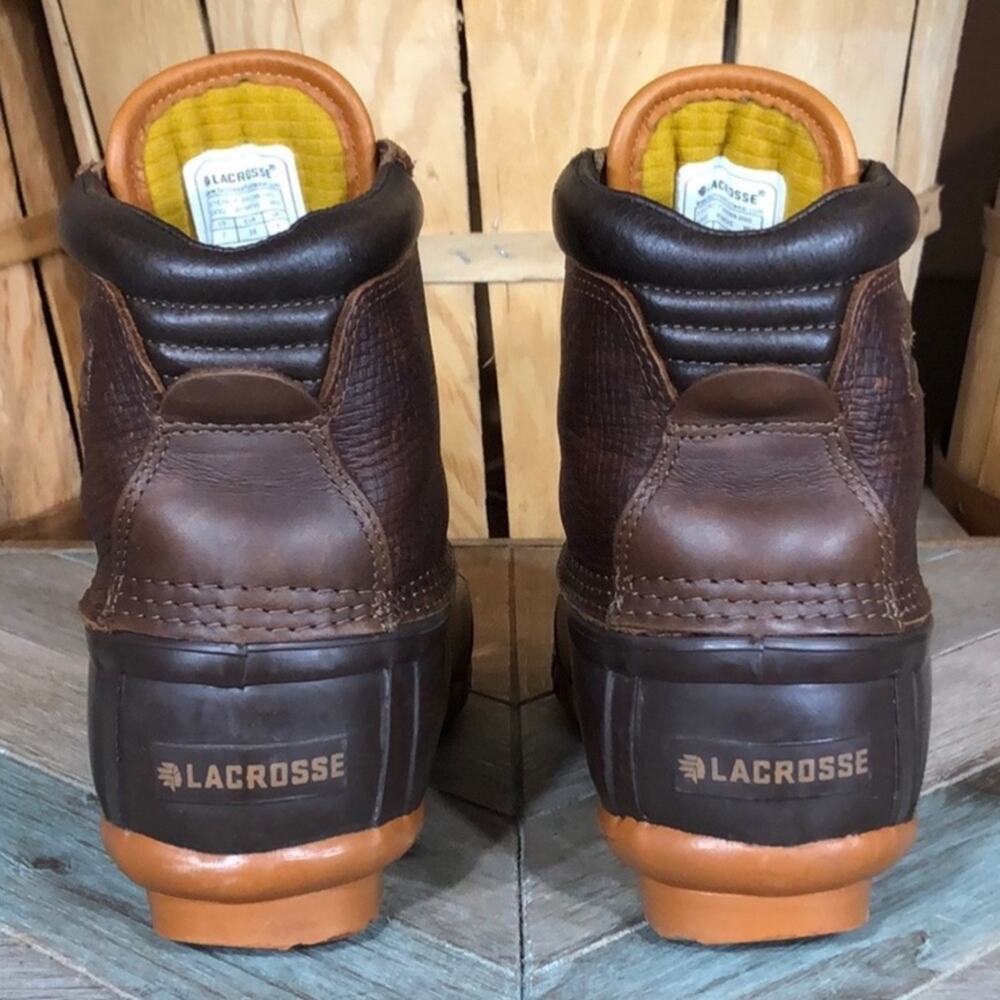 LaCrosse 5 Eye Pac 7” Brown Leather 200G Waterproof Duck Boots Womens Size 7 - Picture 4 of 10